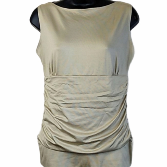 LIKE NEW A'nue Ligne High Neck Sleeveless Rouched Top - Picture 4 of 12